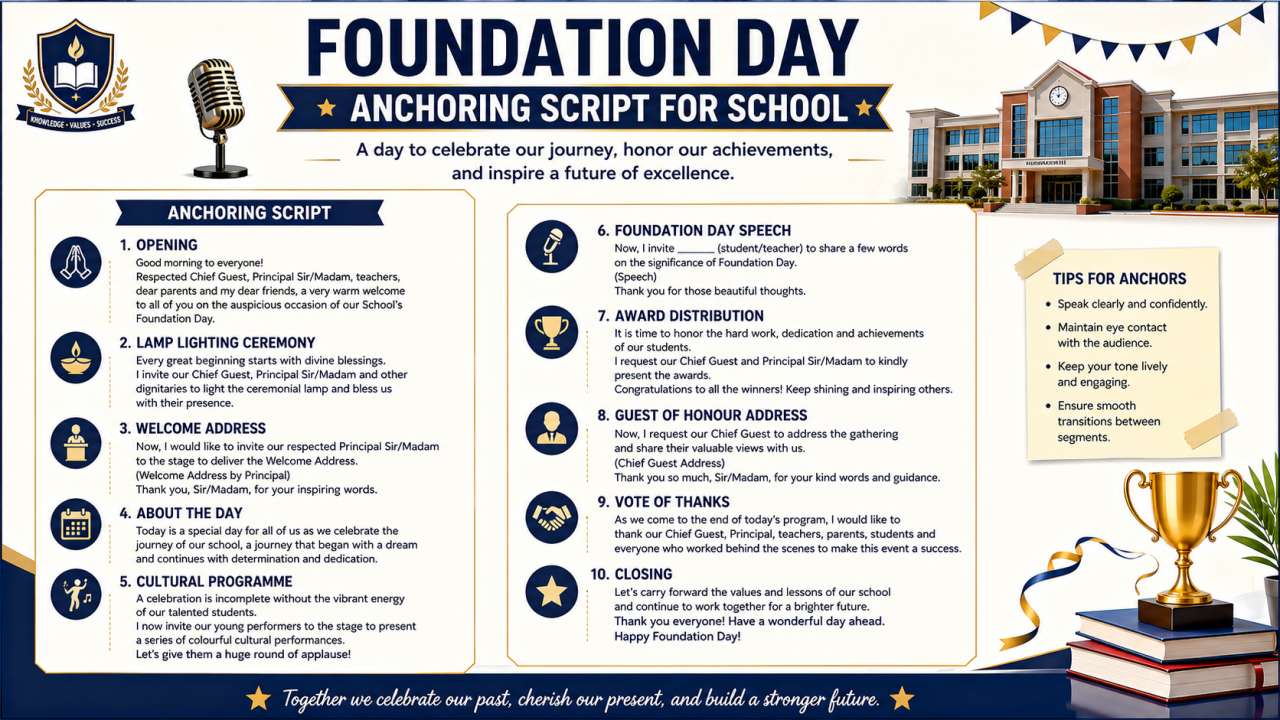 Foundation Day Anchoring Script in English