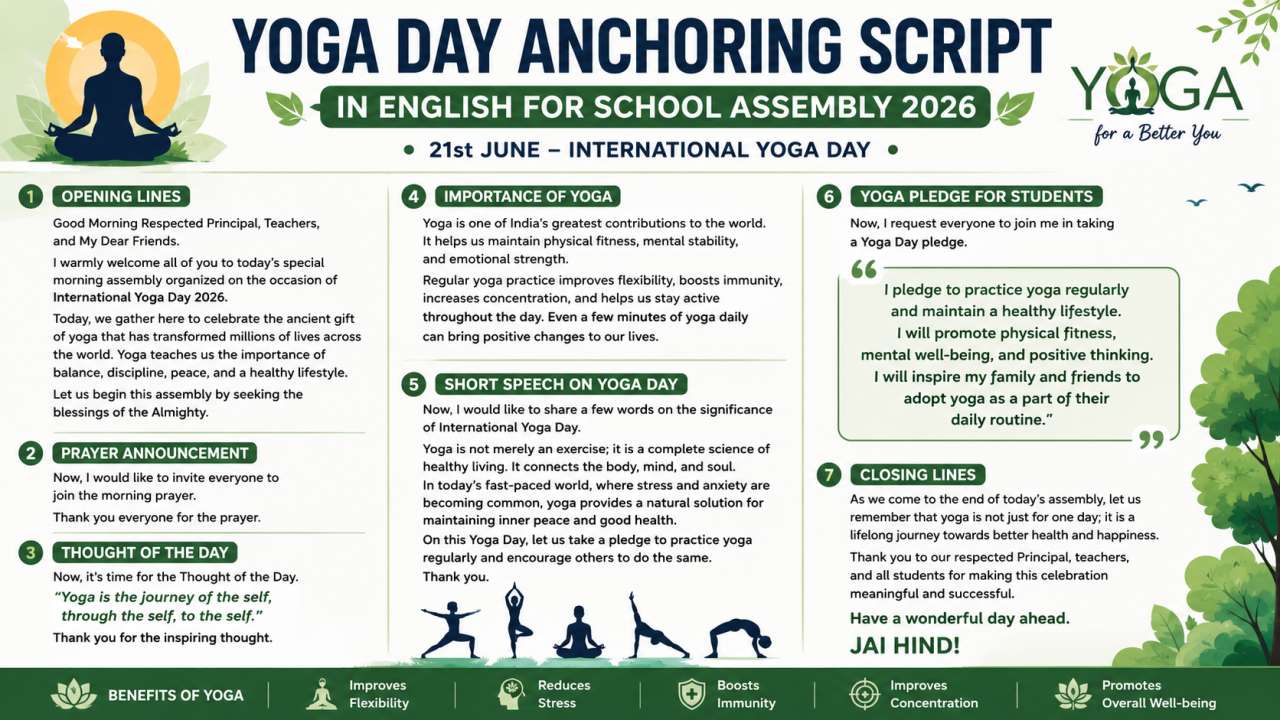 Yoga Day Anchoring Script in English for School Assembly 2026